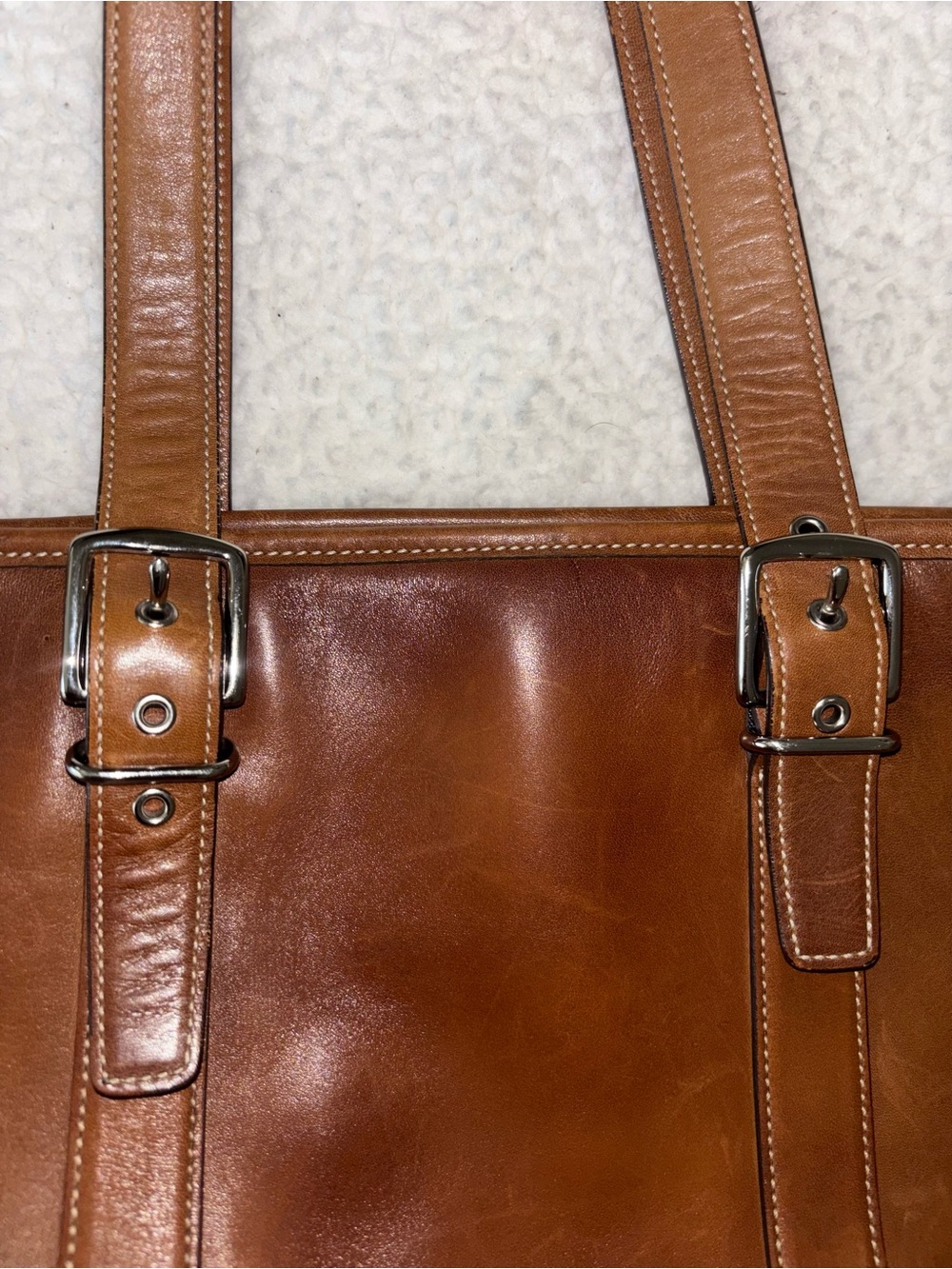 Vintage Coach Hampton Whiskey Brown 6491 Leather Tote Shoulder Bag Carryall - Picture 13 of 15